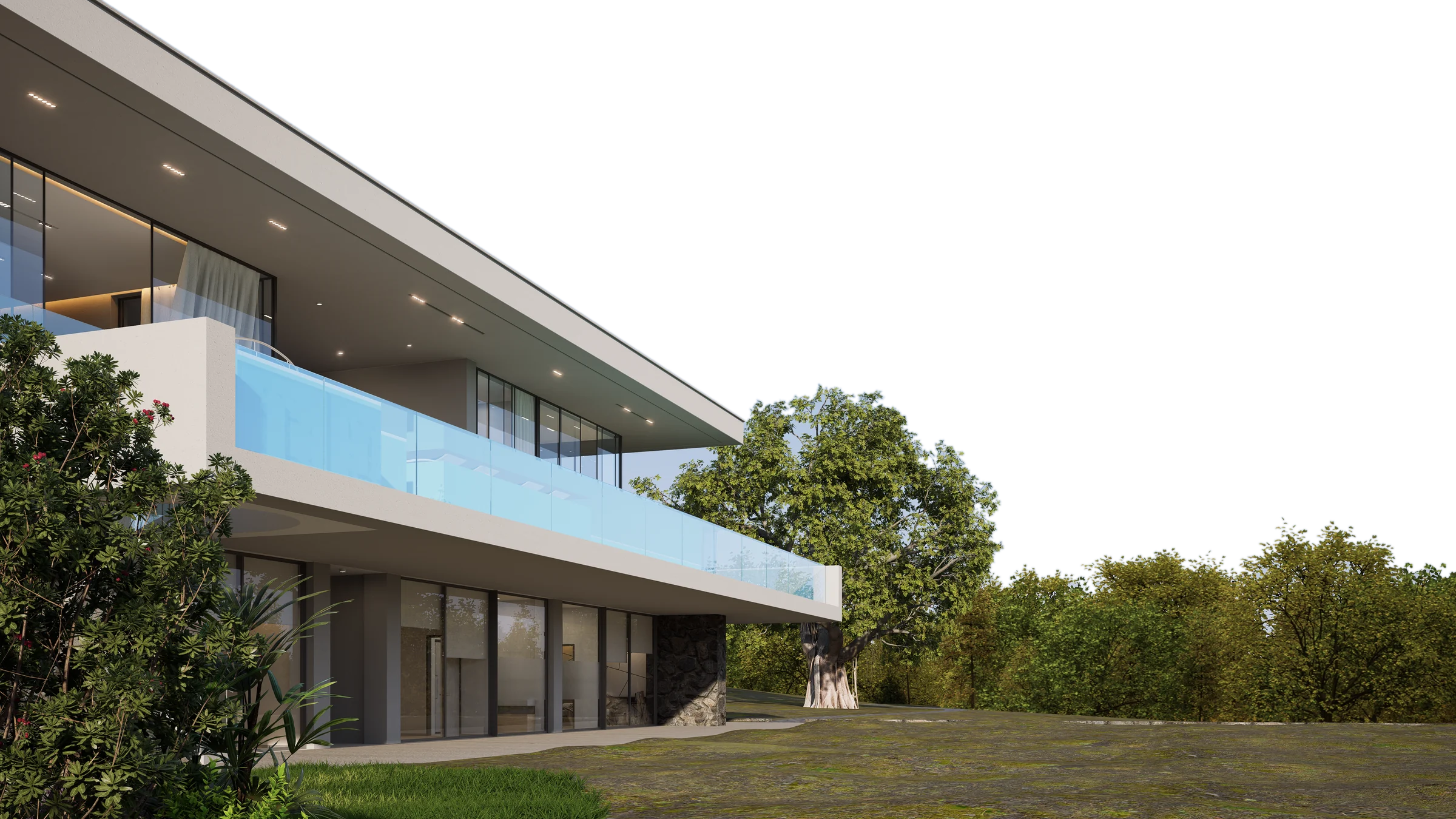 Daylight render of a modern cantilevered villa by CGSpell